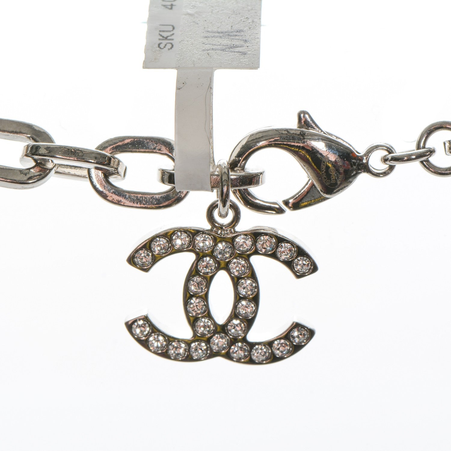 Chanel Crystal Strass Necklace Silver 5 of 5