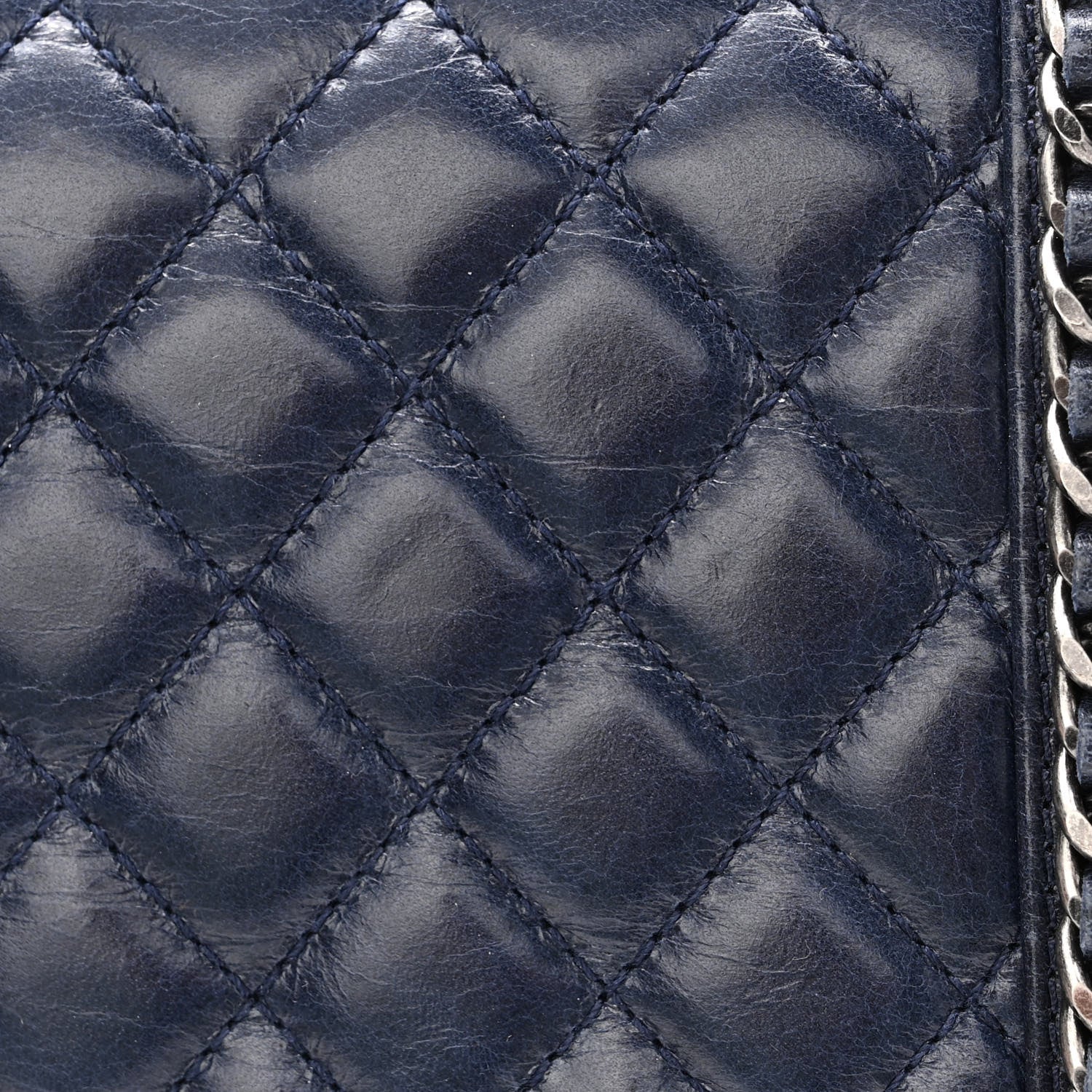 Chanel Glazed Calfskin Quilted Medium Boy Chained Flap Blue 12 of 14