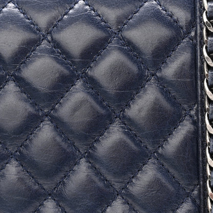 Chanel Glazed Calfskin Quilted Medium Boy Chained Flap Blue 12 of 14