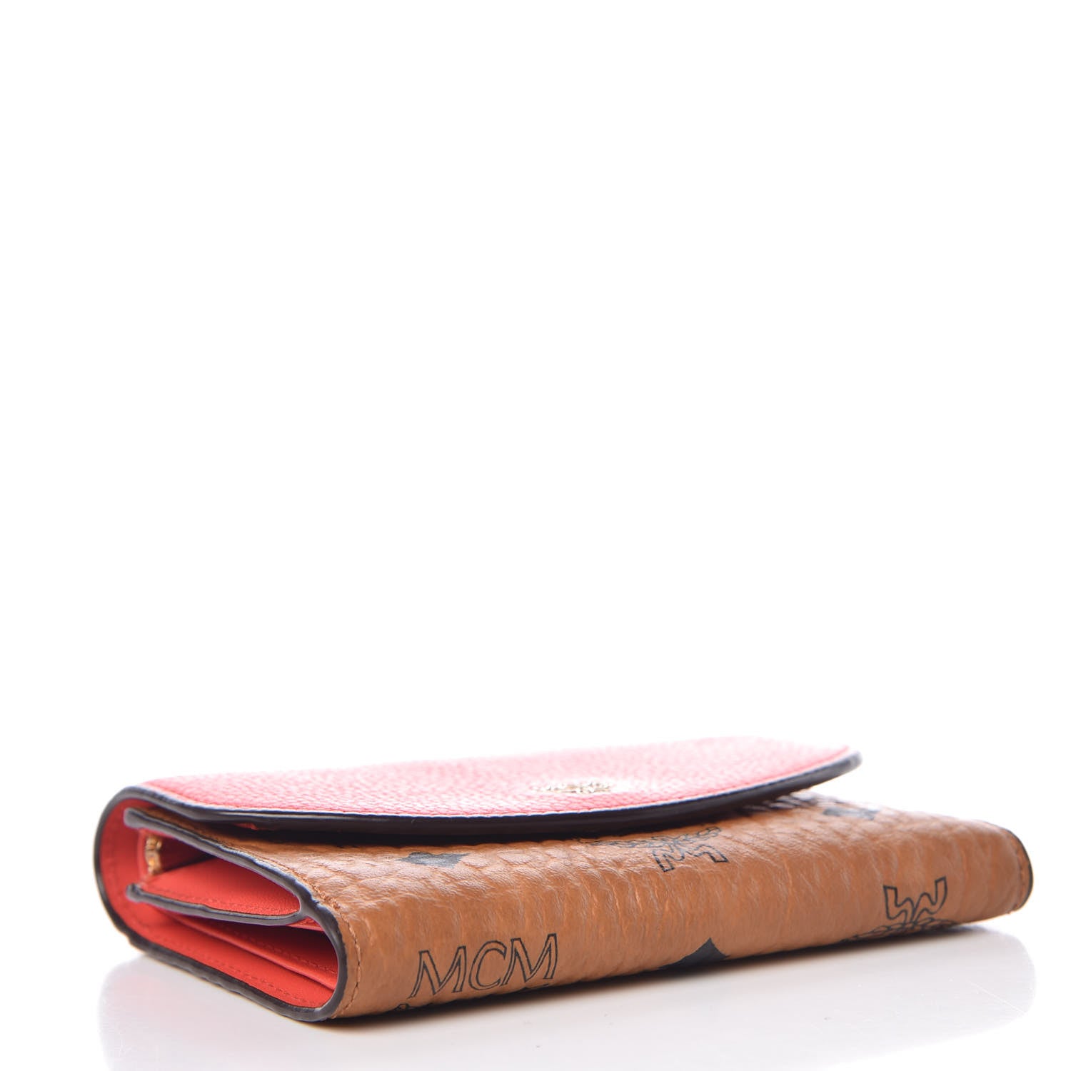 MCM Visetos Grained Calfskin Tri-Fold Wallet Marigold Orange 4 of 8