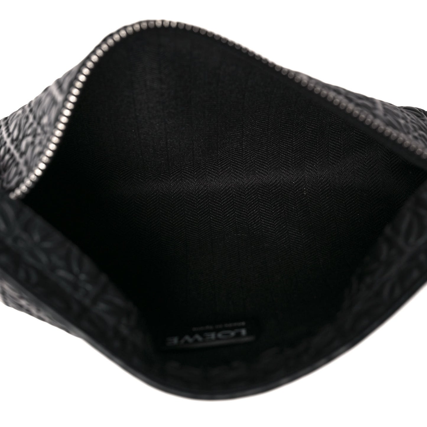 Calfskin Embossed Medium Repeat T Pouch Black