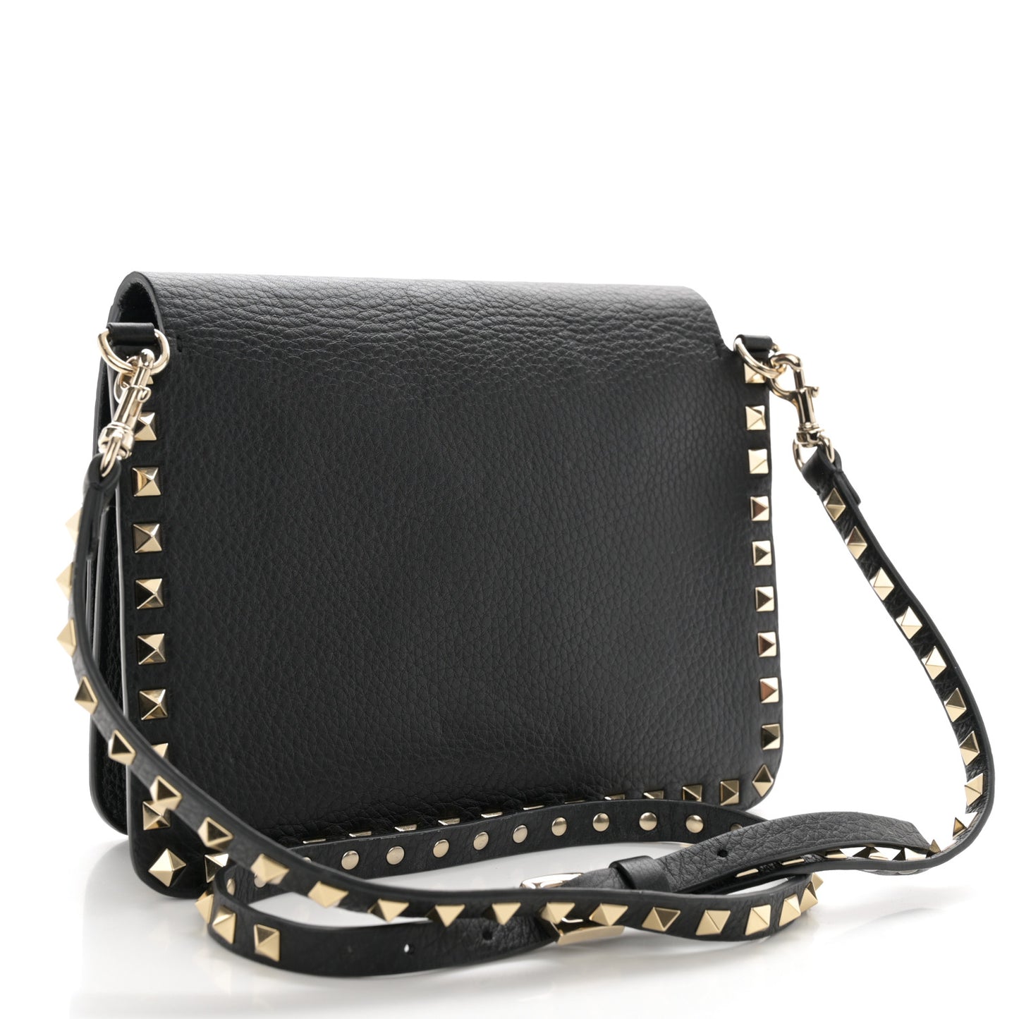 Vitello Rockstud Side Slip Crossbody Black