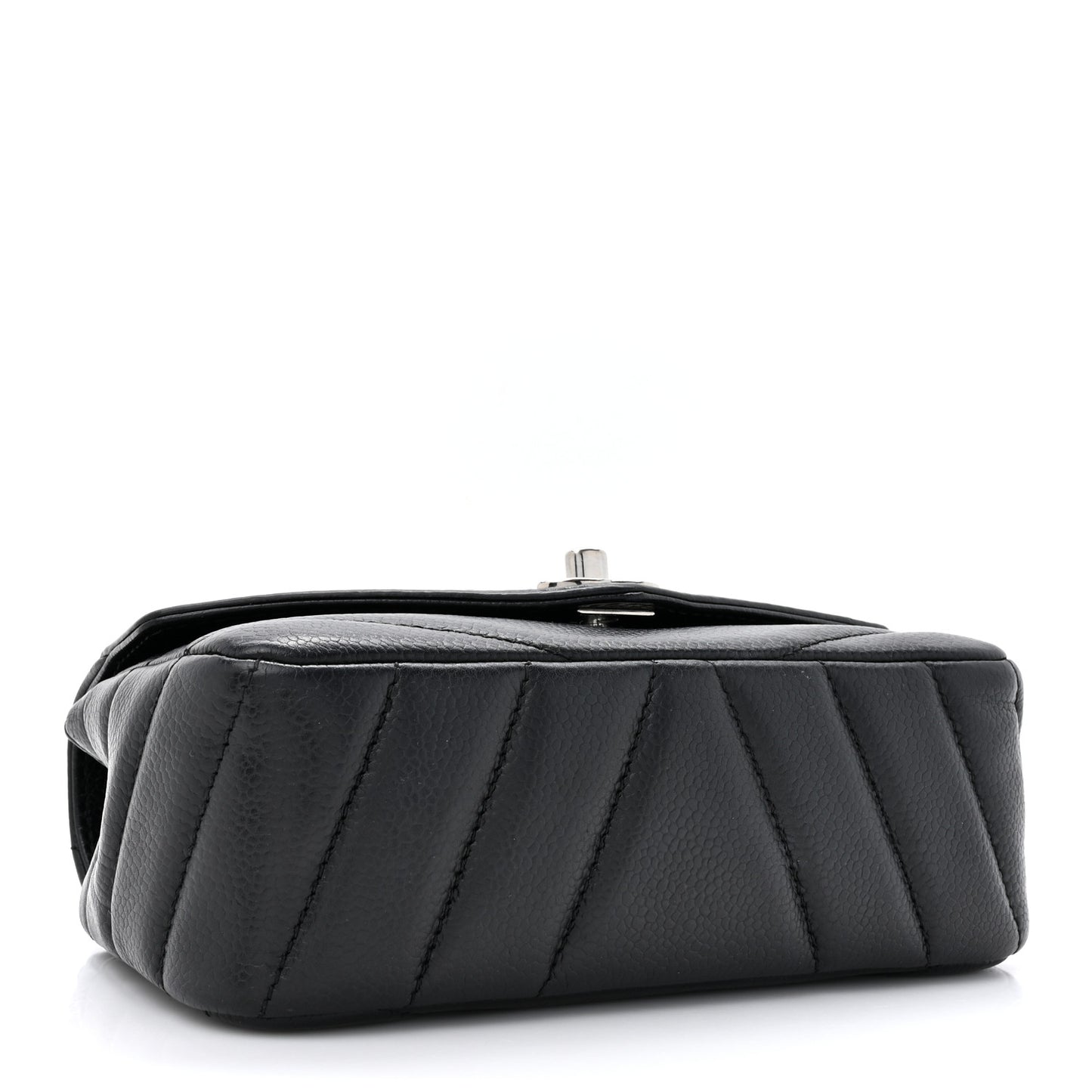 Caviar Chevron Quilted Small Single Flap Black