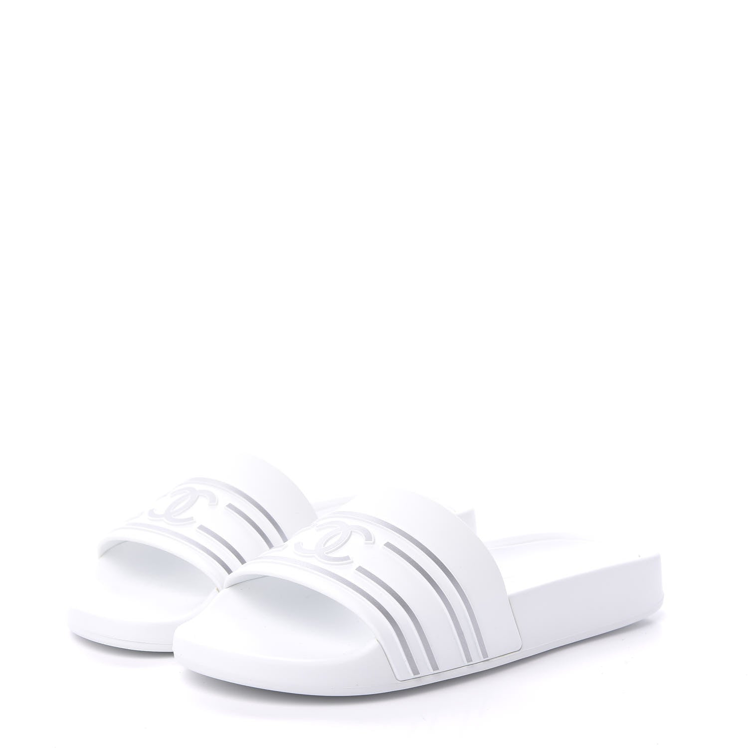 Chanel PVC CC Mules Sandals 38 White Grey 3 of 9