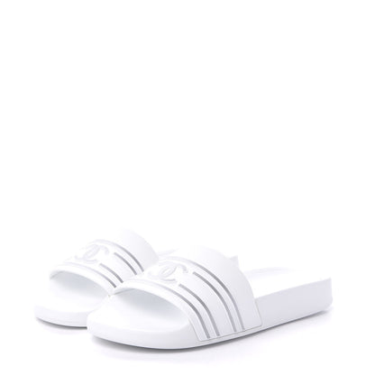 Chanel PVC CC Mules Sandals 38 White Grey 3 of 9