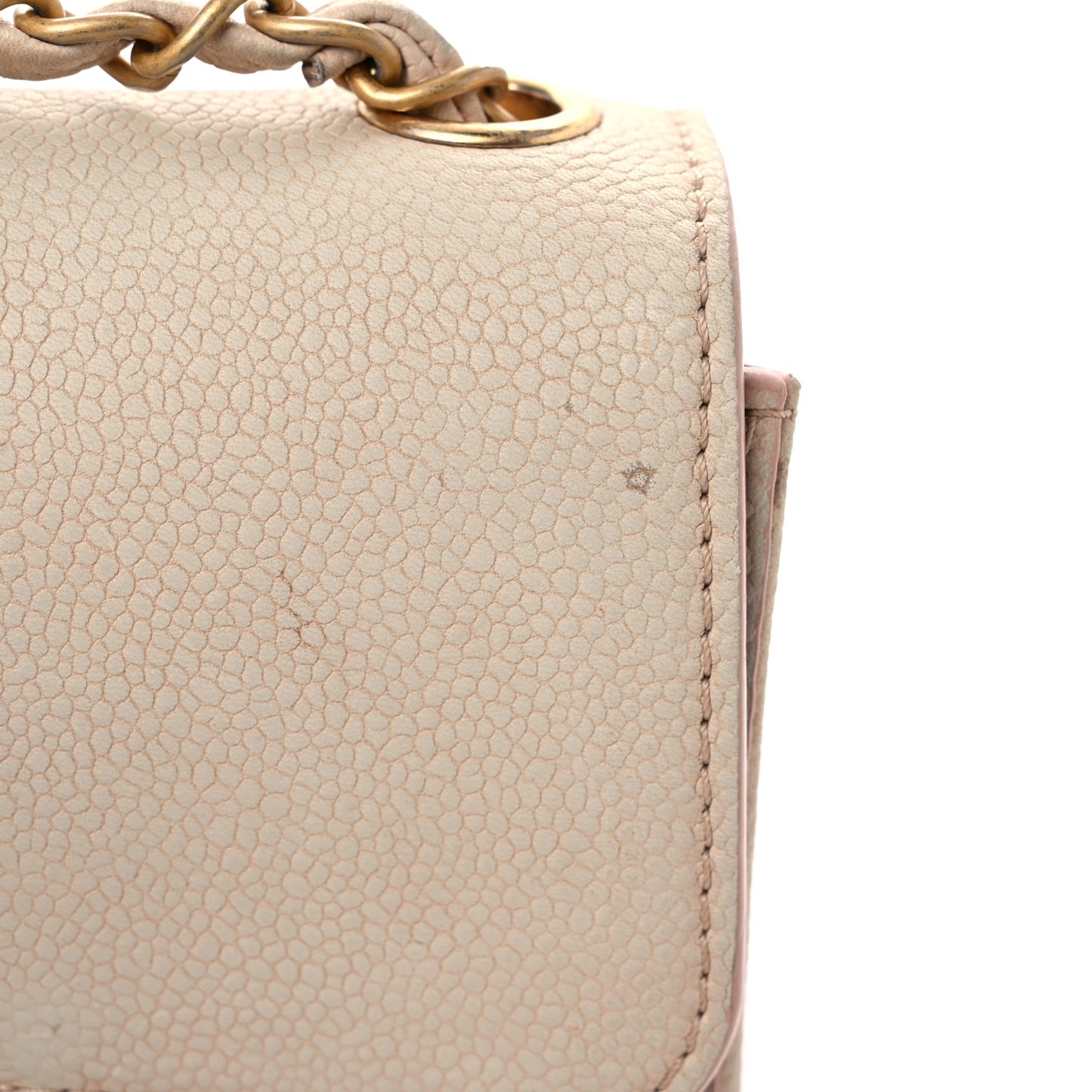 Grained Calfskin Mini Square Classic Pure Flap Nude
