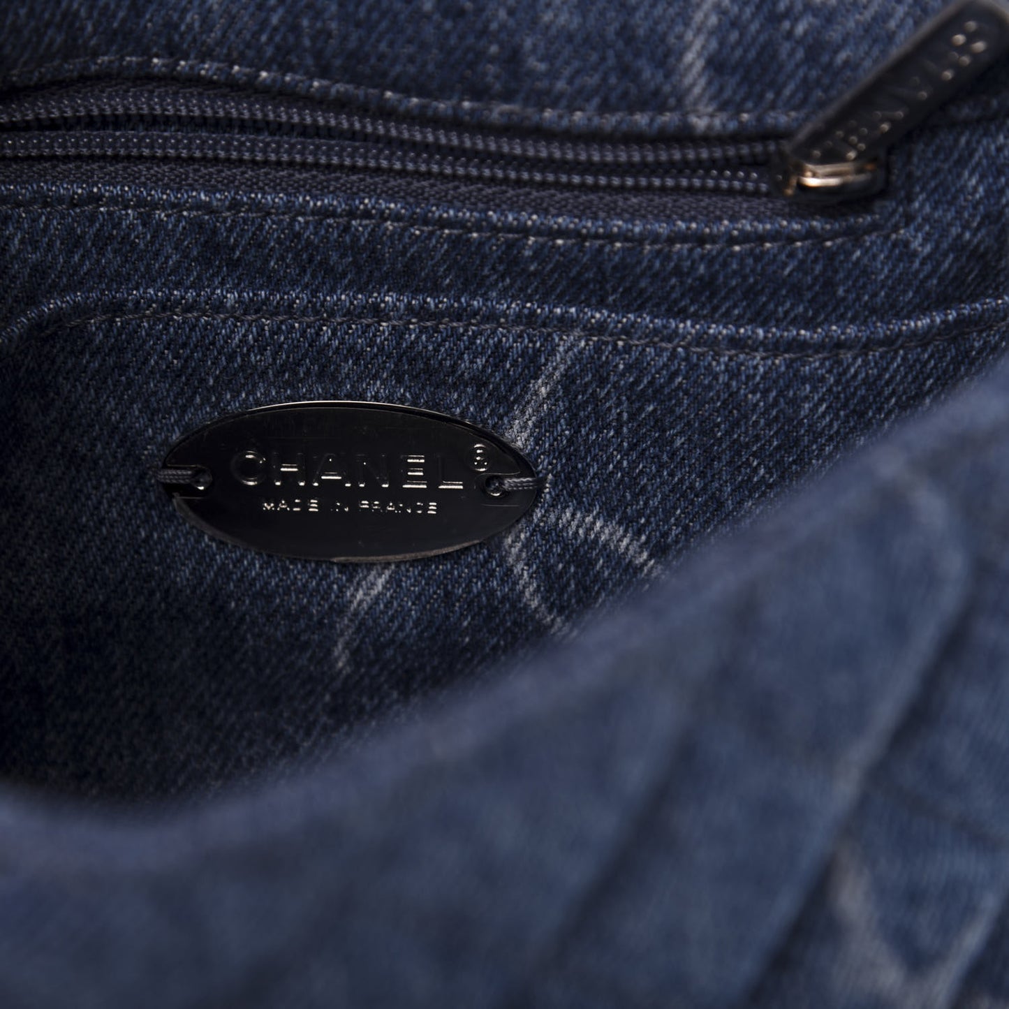 Denim CC Quilted Mini Square Flap Blue