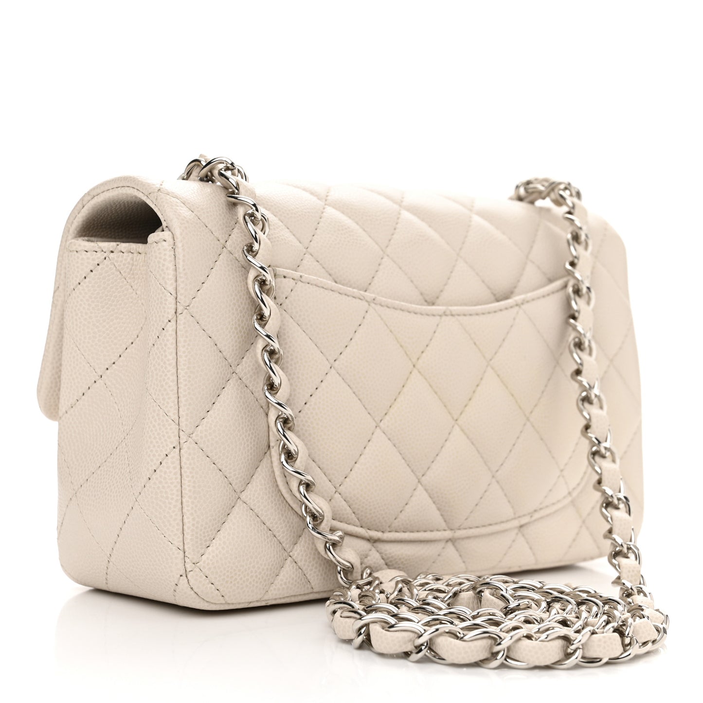 Caviar Quilted Mini Rectangular Flap Ivory