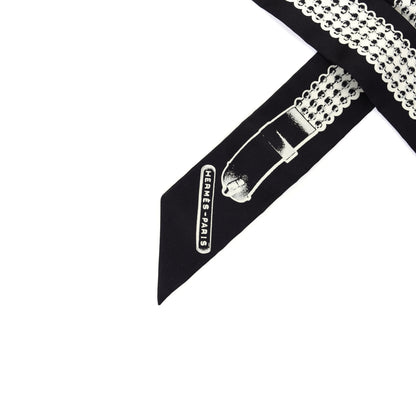 Hermes Silk Le Tresor De Medor Twilly Black White 3 of 6