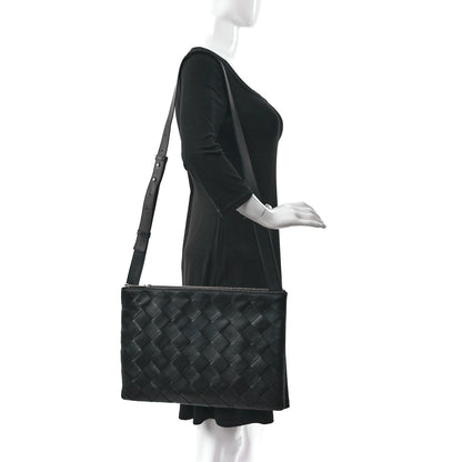 Bottega Veneta Nappa Intrecciato Triple Zip Messenger Bag Black 2 of 11