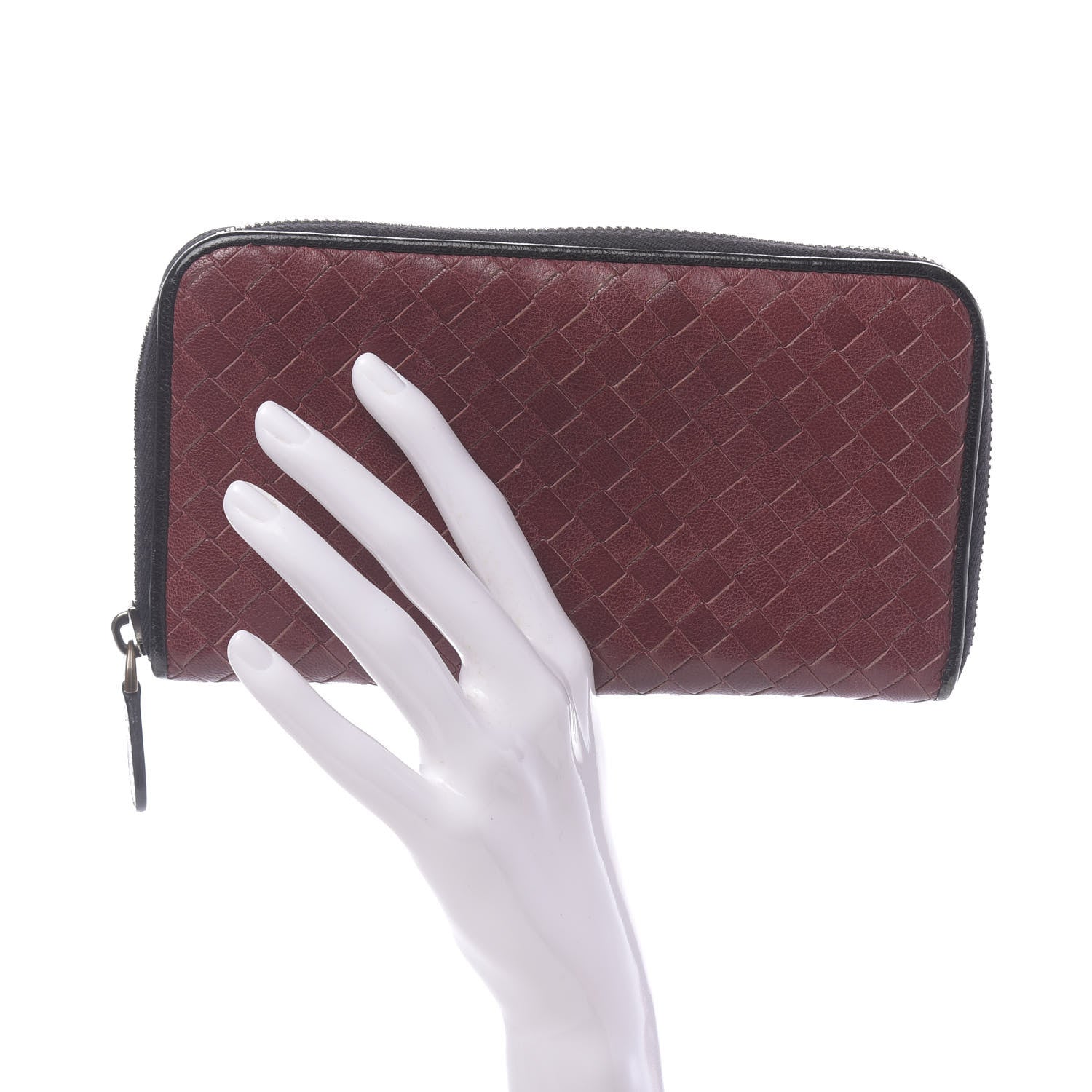 Bottega Veneta Nappa Intrecciato Zip Around Wallet Eclipse Black 2 of 7