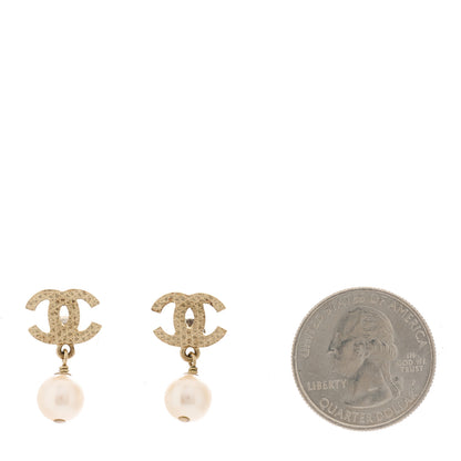Chanel Pearl Quilted CC Drop Earrings Gold 2 of 6