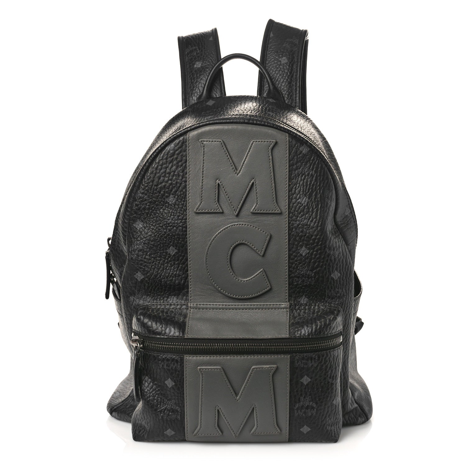 MCM Visetos Medium Stark Logo Stripe Backpack Black 1 of 13