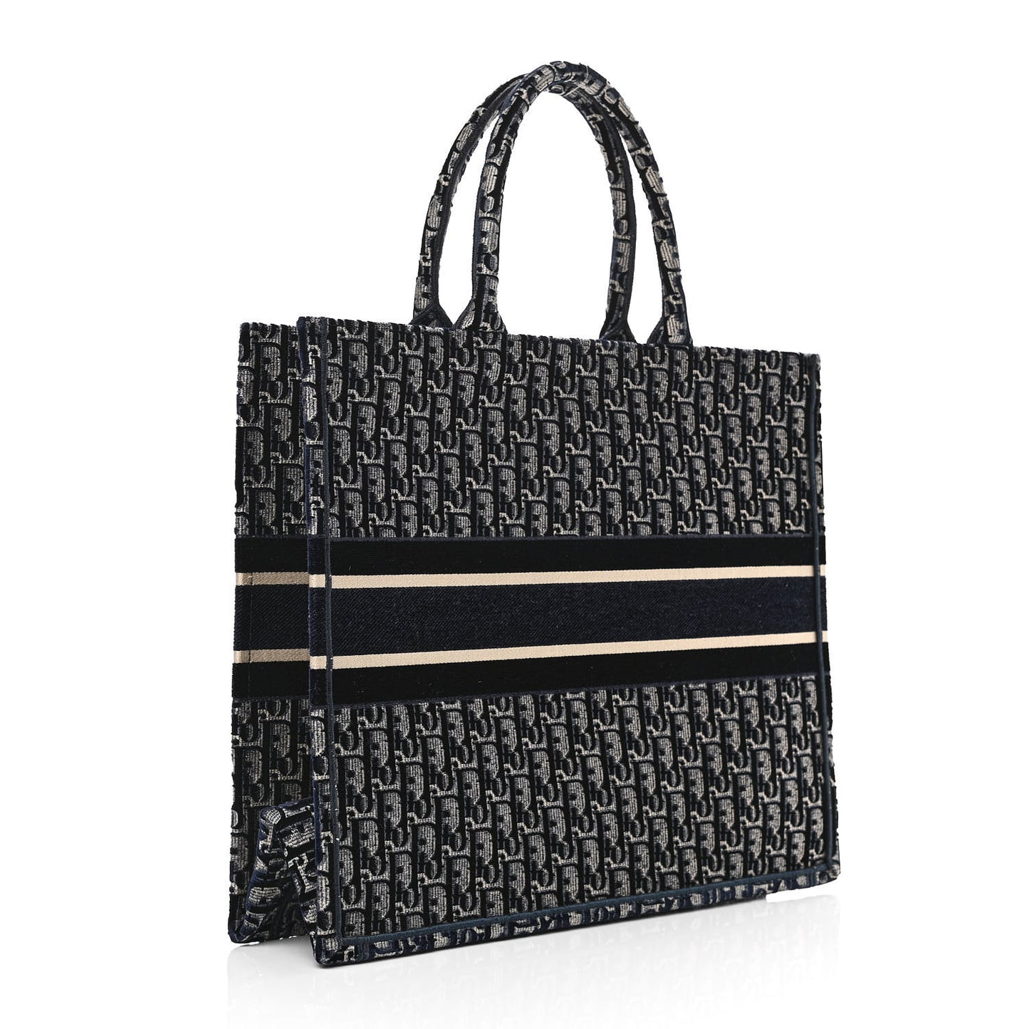 Oblique Velvet Book Tote Blue Multicolor