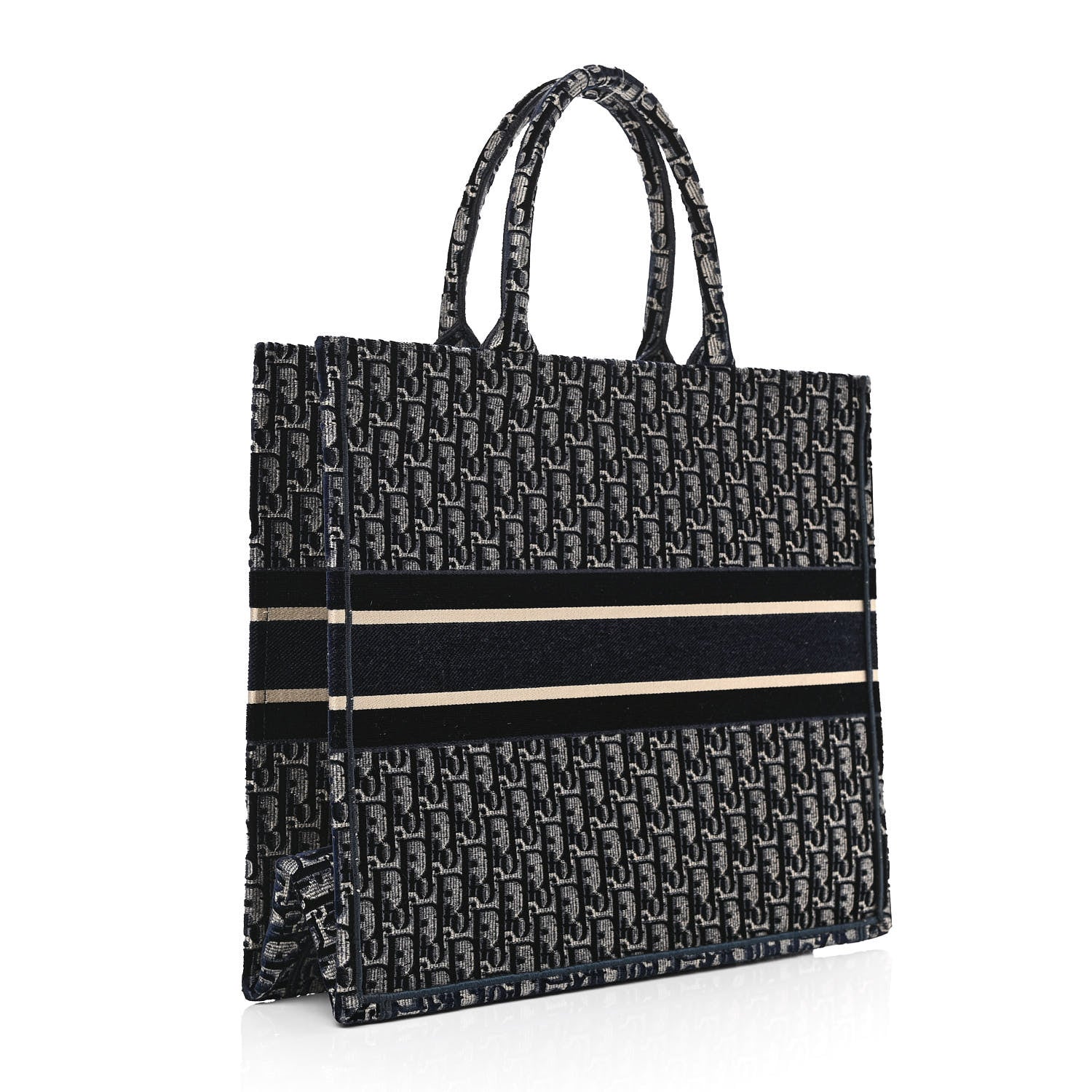 Christian Dior Oblique Velvet Book Tote Blue Multicolor 3 of 12