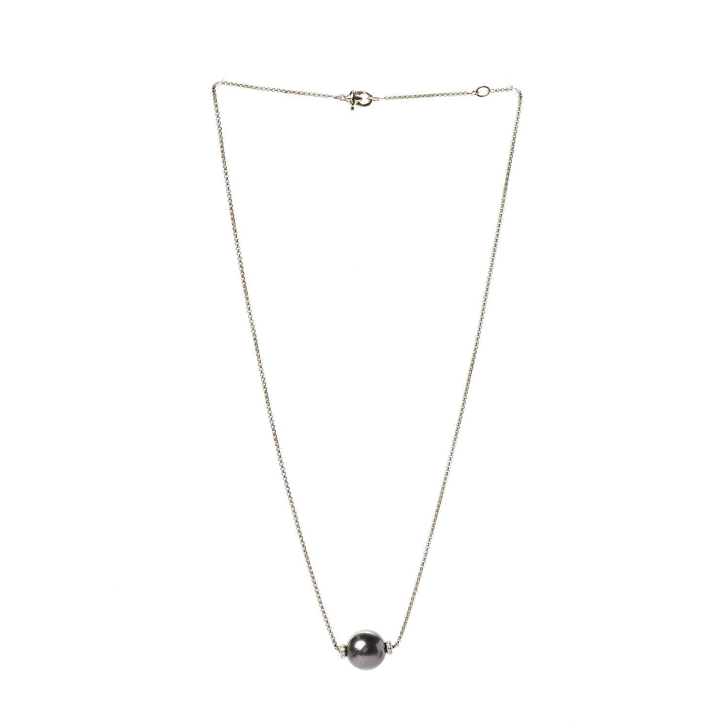 18K Yellow Gold Diamond Tahitian Pearl 12mm Solari Pendant Necklace