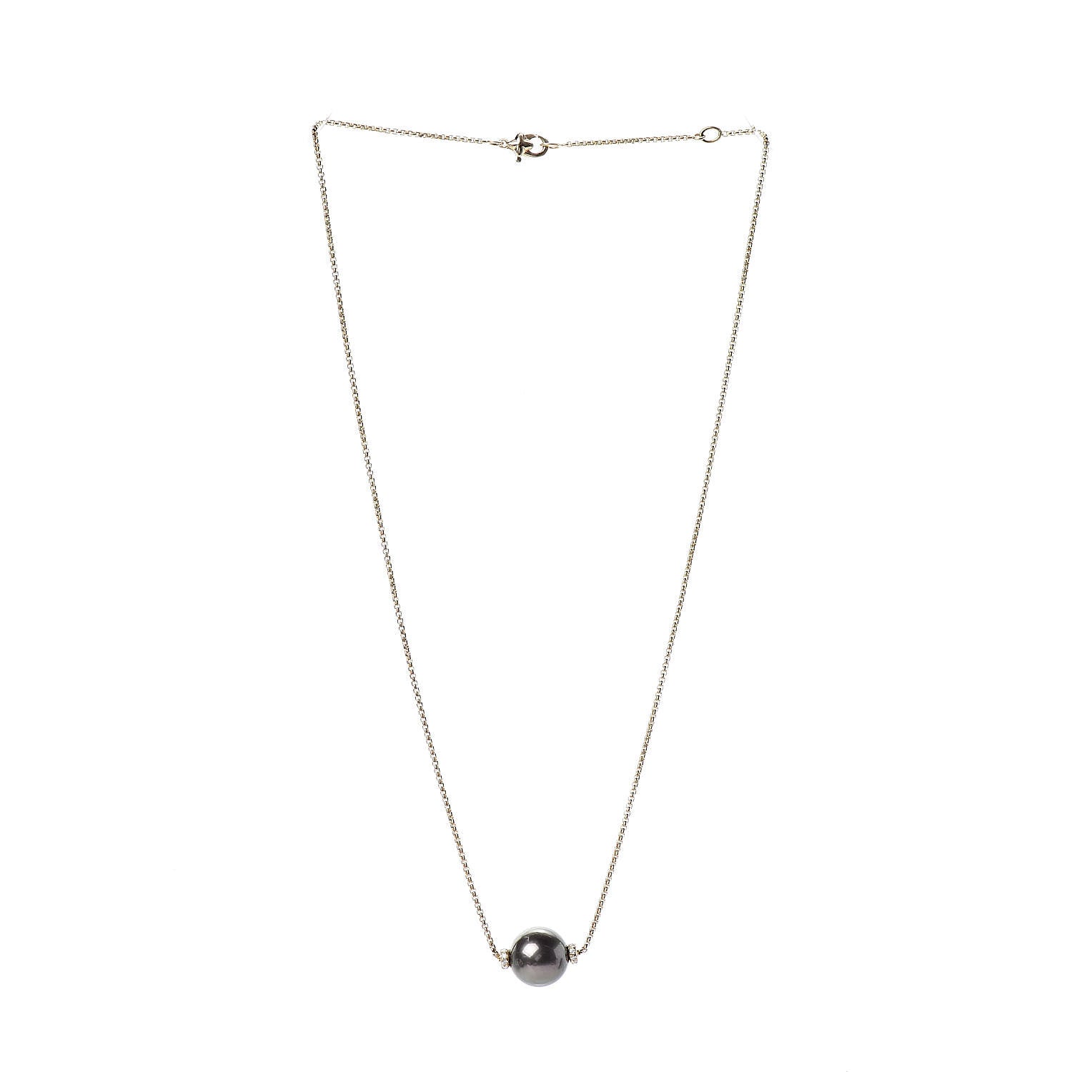 David Yurman 18K Yellow Gold Diamond Tahitian Pearl 12mm Solari Pendant Necklace 3 of 5