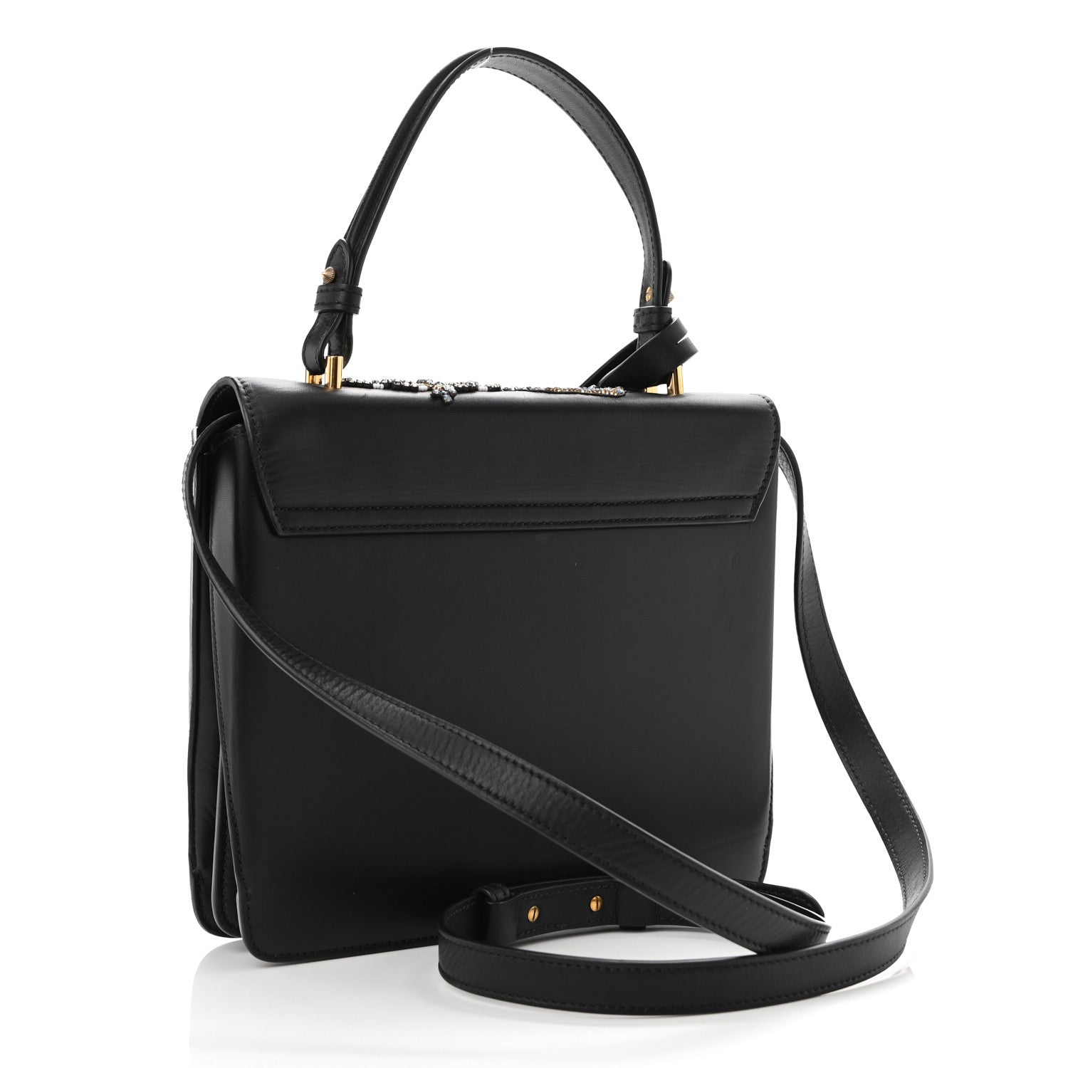 Versace Nappa Crystal Crown Embellished La Medusa Top Handle Messenger Flap Black Multicolor 3 of 12