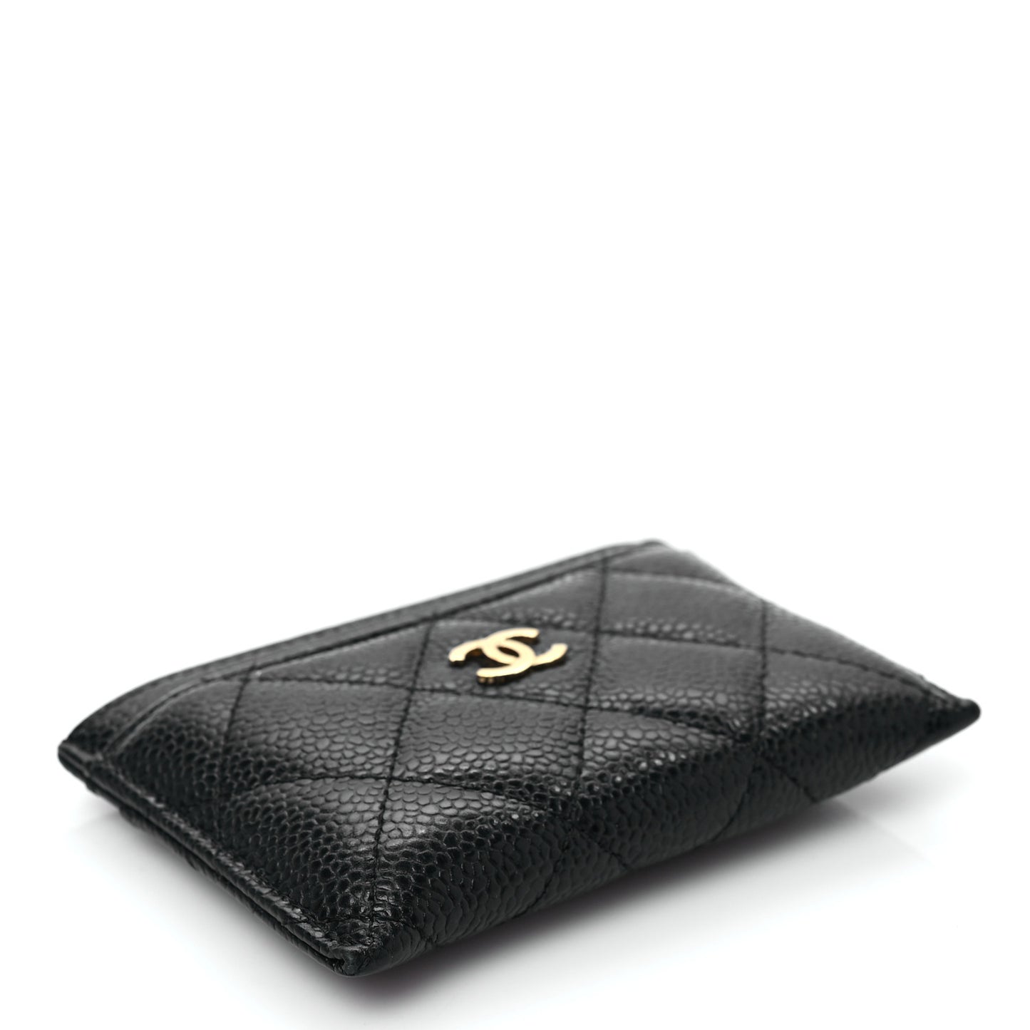 Caviar Quilted Card Holder Black