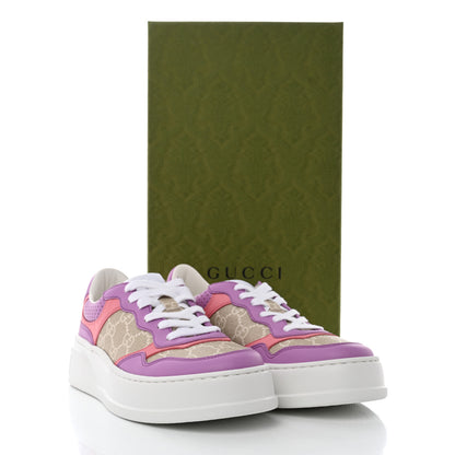 Gucci Calfskin GG Supreme Monogram Perforated Womens Platform 55mm Sneakers 38 Wild Cherry Beige Mystic White Bright Purple 9 of 9
