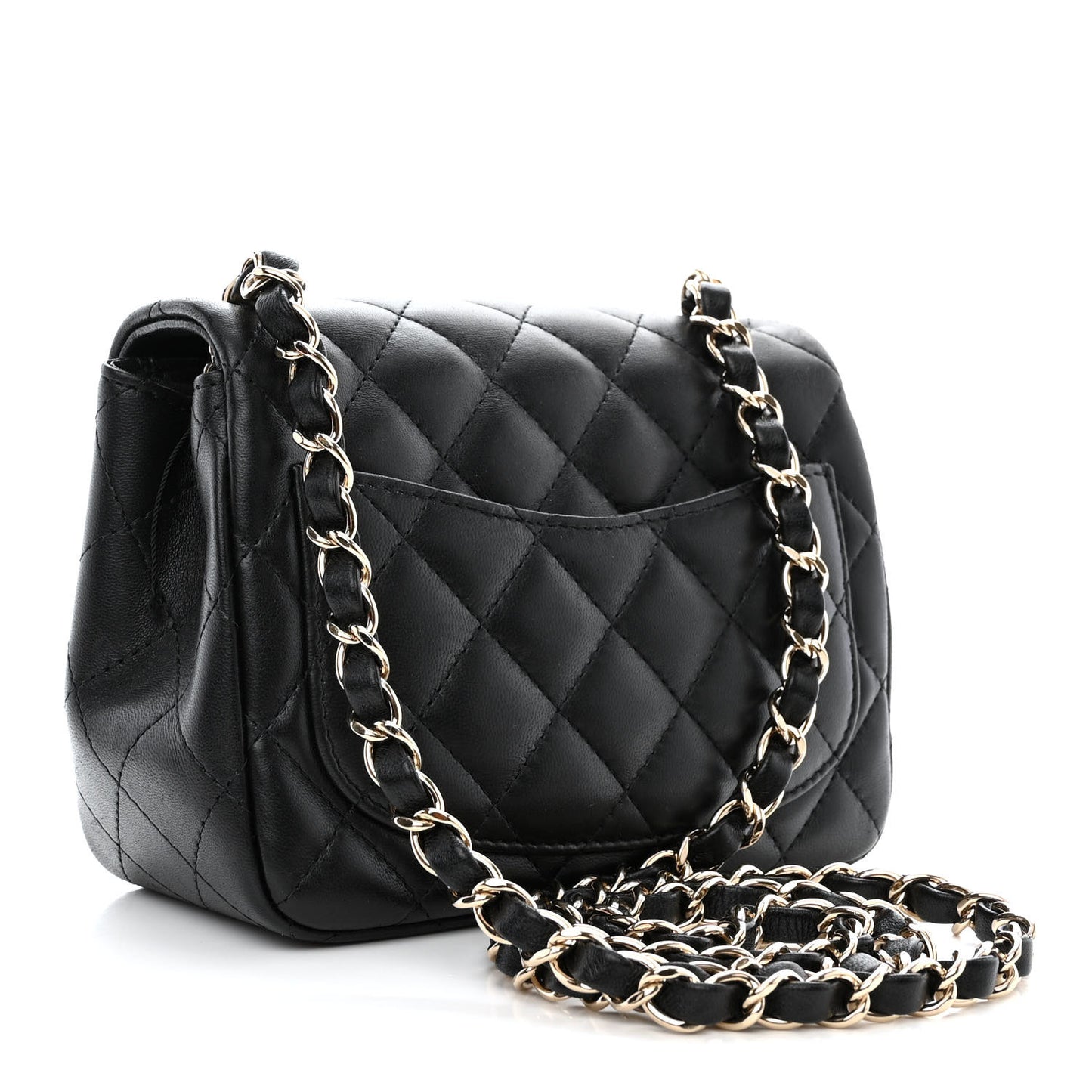 Lambskin Quilted Mini Square Flap Black