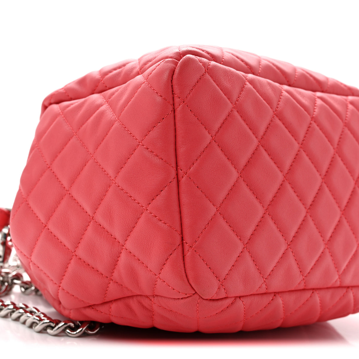 Lambskin Quilted Small CC Chain Drawstring Bucket Bag Pink