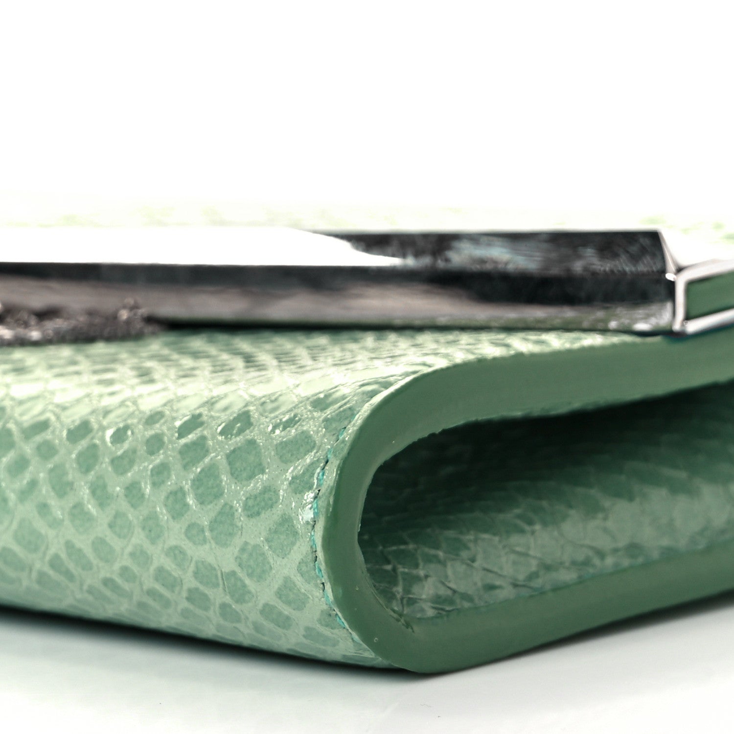 Jimmy Choo Snakeskin Embossed Chain Clutch Green 7 of 7