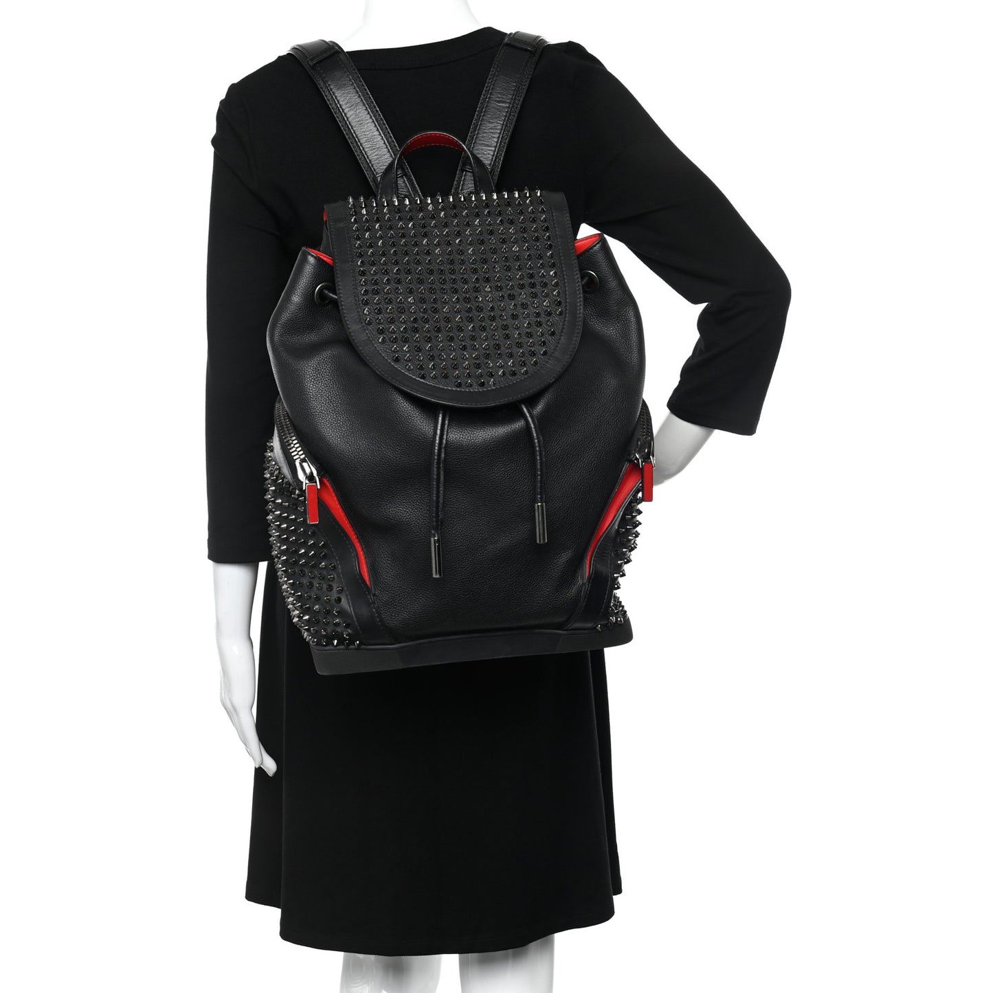 Calfskin Spiked Explorafunk Backpack Black