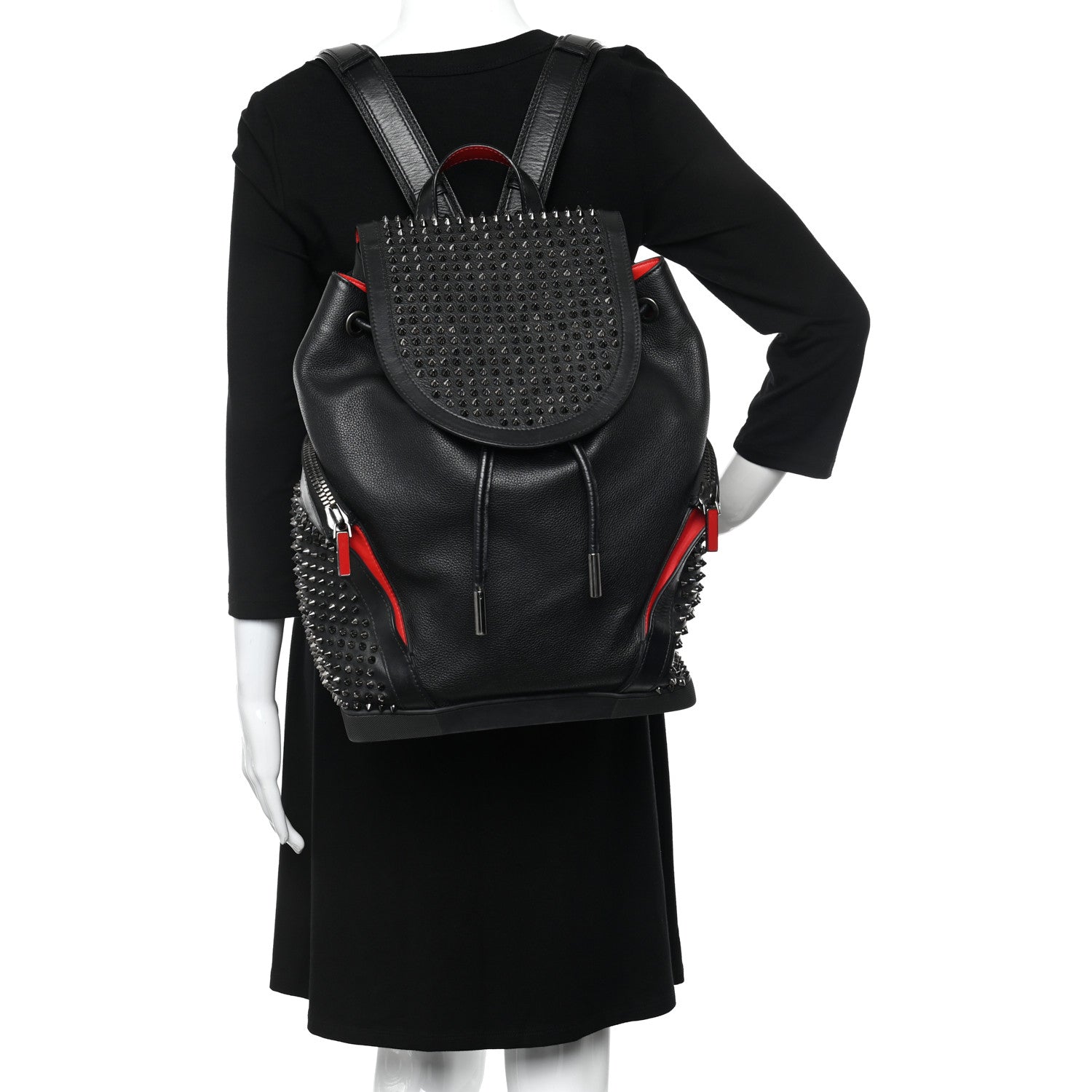 Christian Louboutin Calfskin Spiked Explorafunk Backpack Black 2 of 13