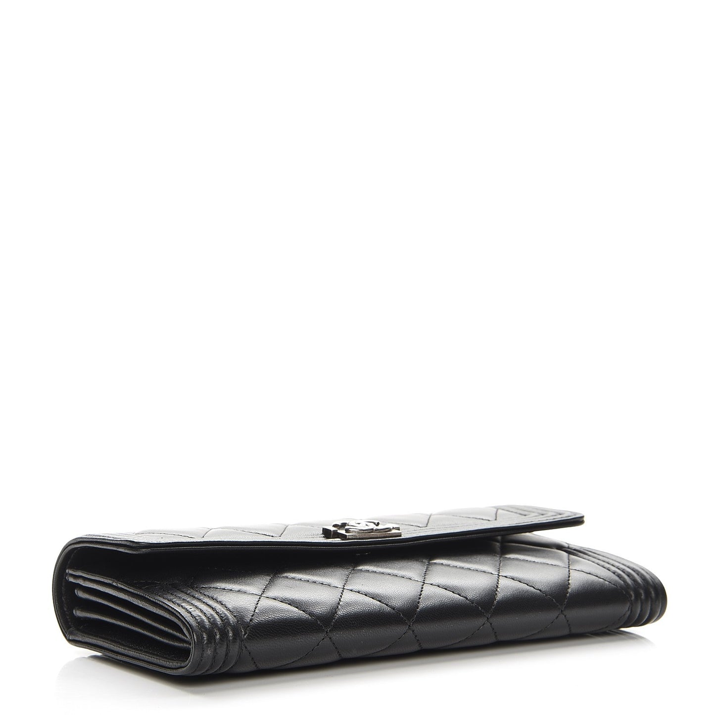 Lambskin Quilted Boy Flap Wallet Black