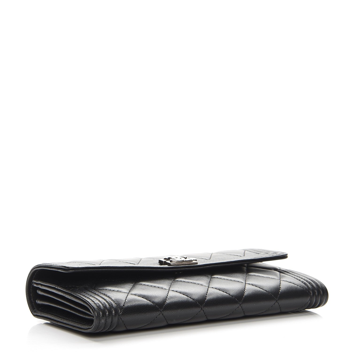 Chanel Lambskin Quilted Boy Flap Wallet Black 4 of 9