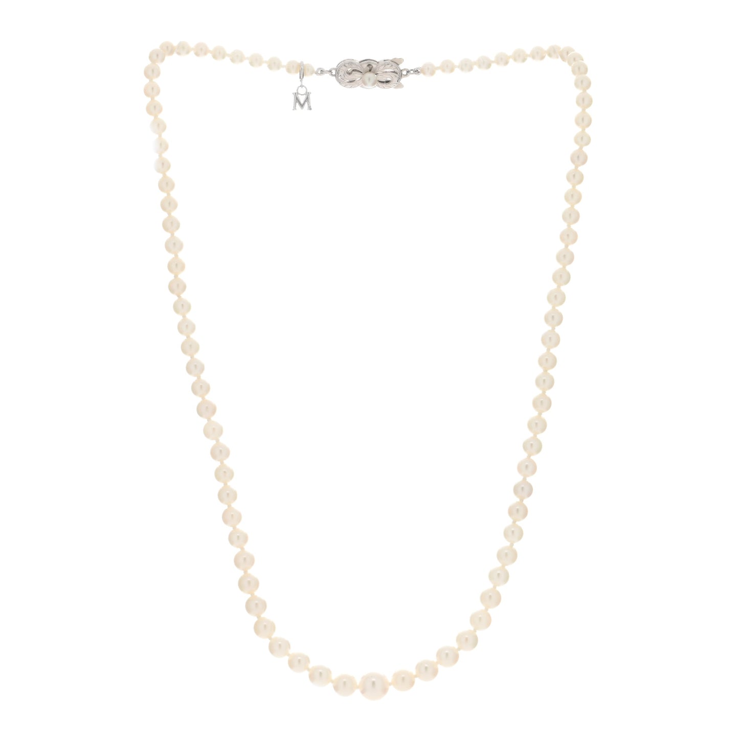 18K White Gold Akoya Pearl Graduated Strand Necklace and Earring Set