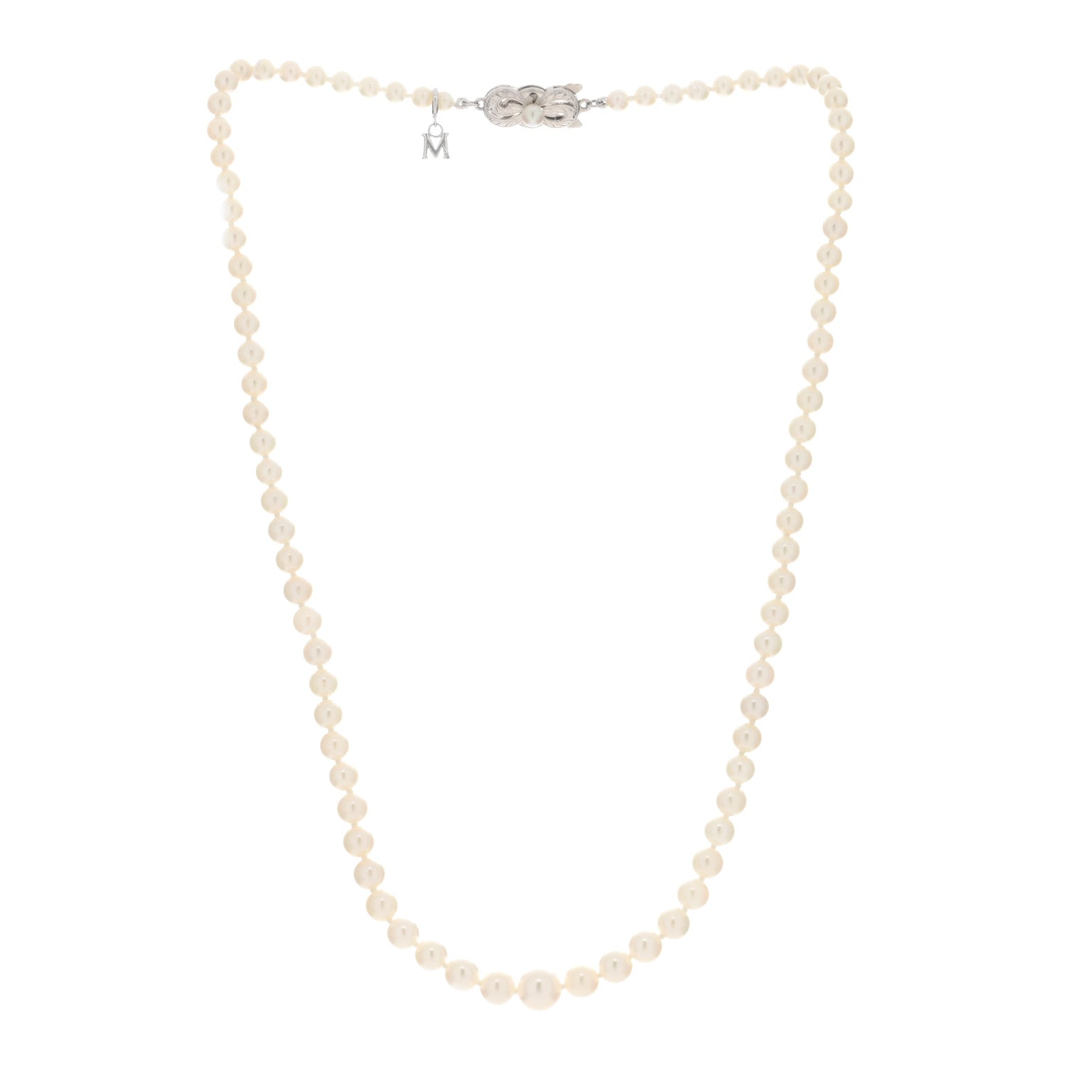 Mikimoto 18K White Gold Akoya Pearl Graduated Strand Necklace and Earring Set 3 of 10