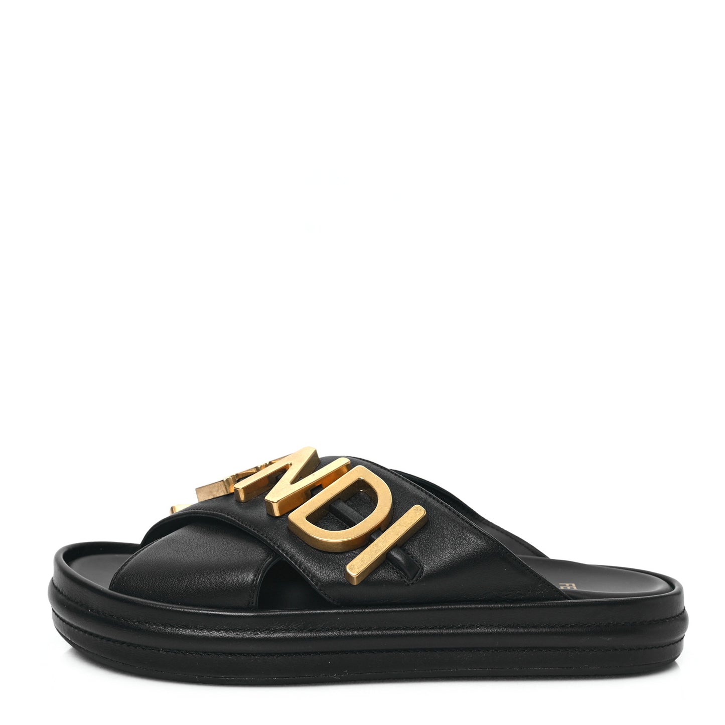 Vitello Womens Fendigraphy Slide Sandals 36 Black