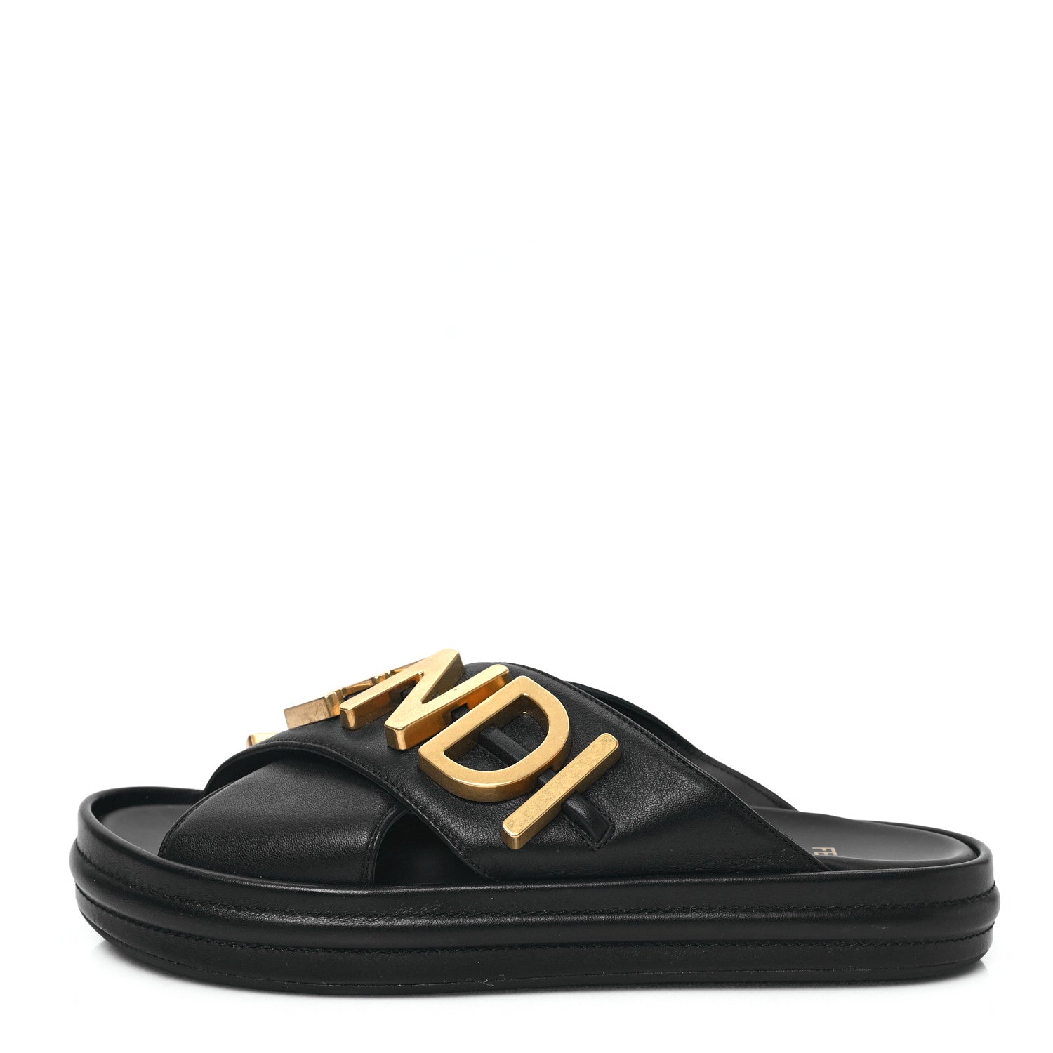 Fendi Vitello Womens Fendigraphy Slide Sandals 36 Black 1 of 10