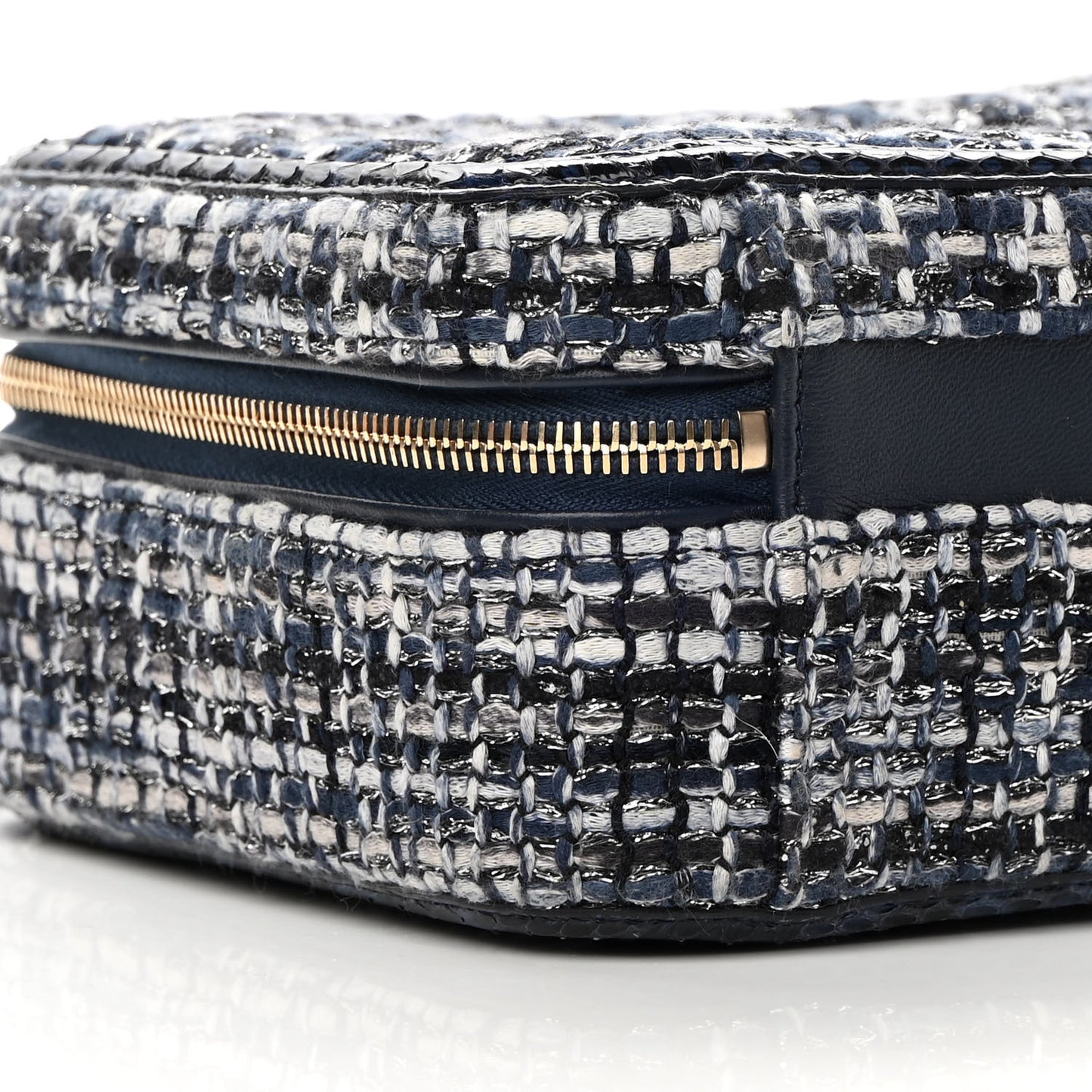 Tweed Snakeskin Quilted Medium CC Filigree Vanity Case Dark Navy