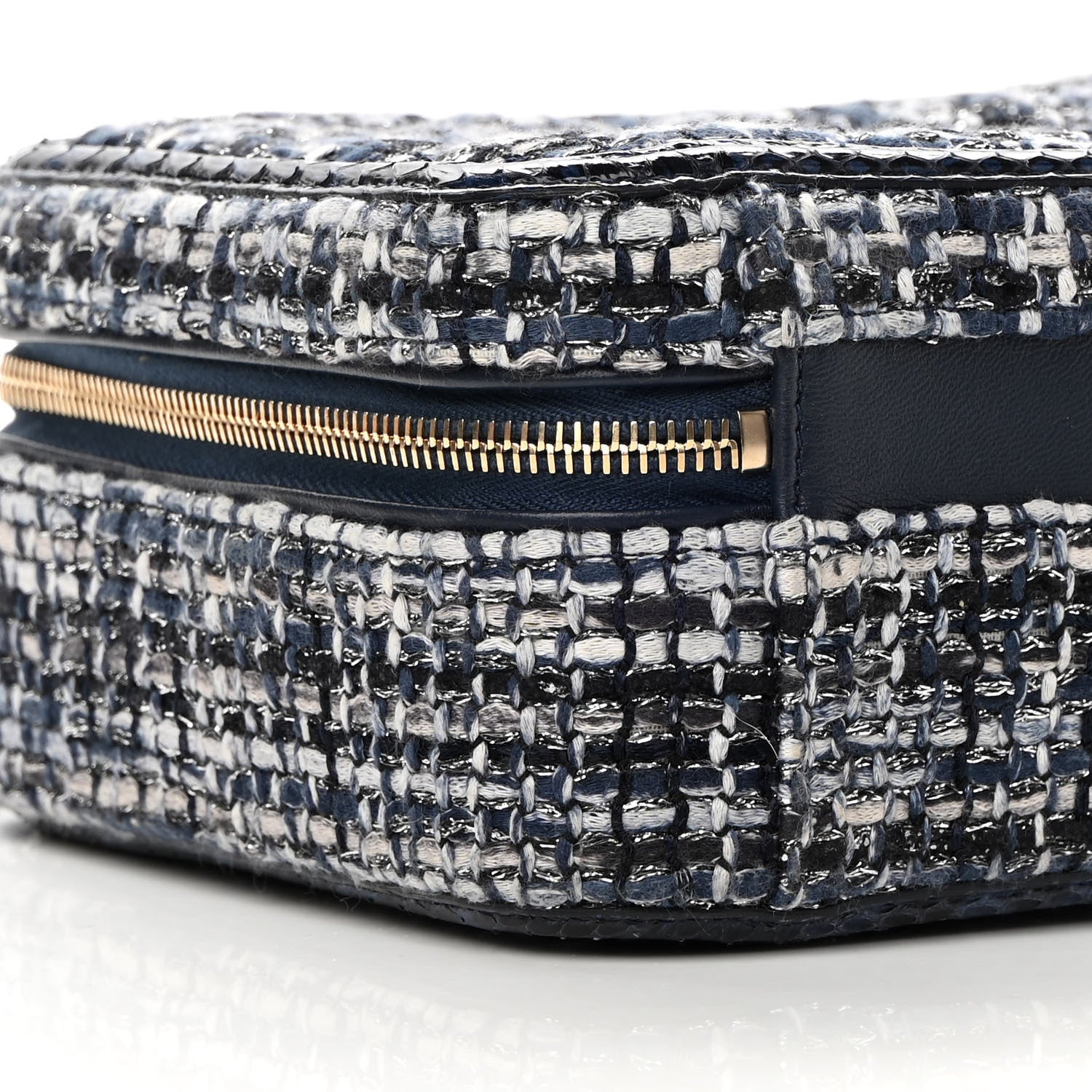Chanel Tweed Snakeskin Quilted Medium CC Filigree Vanity Case Dark Navy 9 of 11