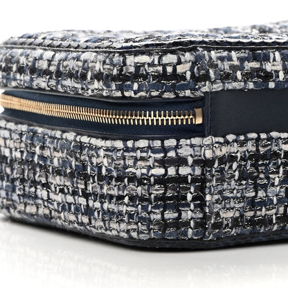 Chanel Tweed Snakeskin Quilted Medium CC Filigree Vanity Case Dark Navy 9 of 11