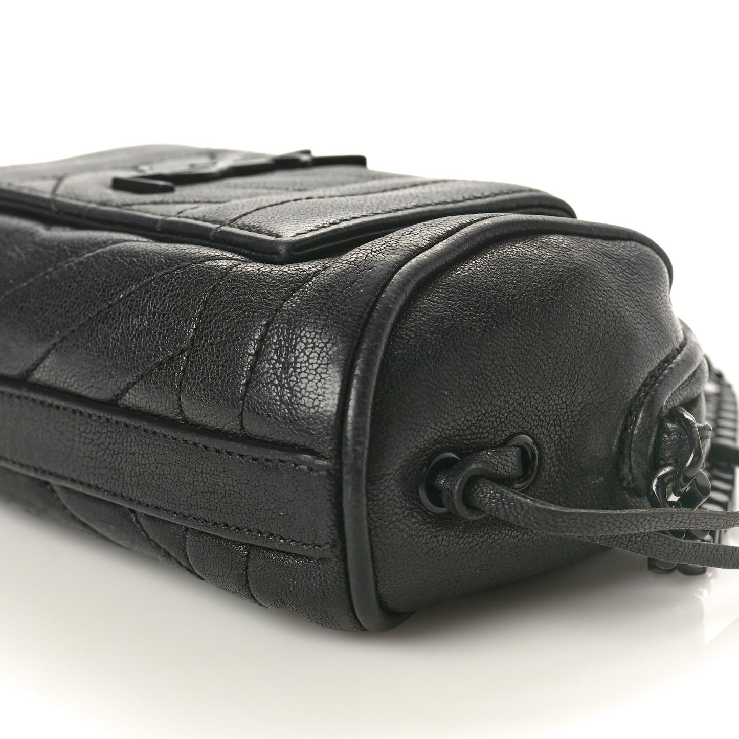 Sheepskin Matelasse Monogram Monochrome East West Rider Bag Black