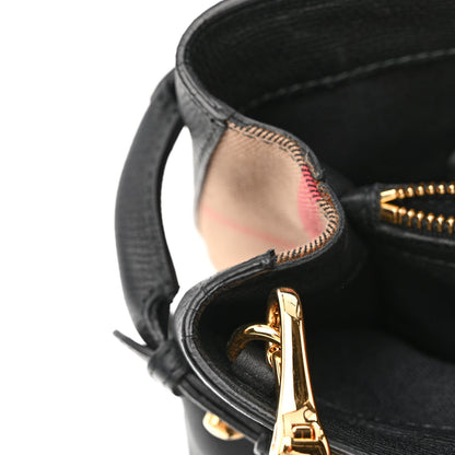 Burberry Grainy Calfskin House Check Medium Banner Tote Black 13 of 16