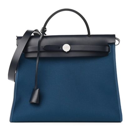 Hermes Military Toile Vache Hunter Herbag Zip PM 31 Deep Bleu Bleu Indigo 3 of 10