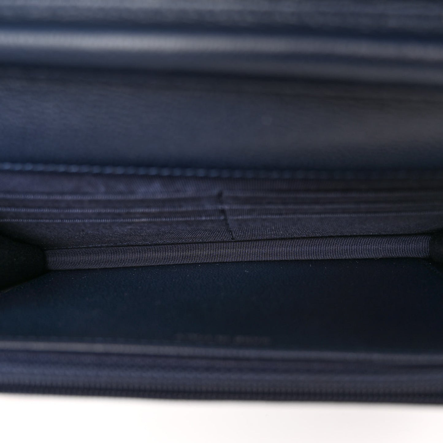 Grained Calfskin Quilted CC Box Wallet On Chain WOC Navy