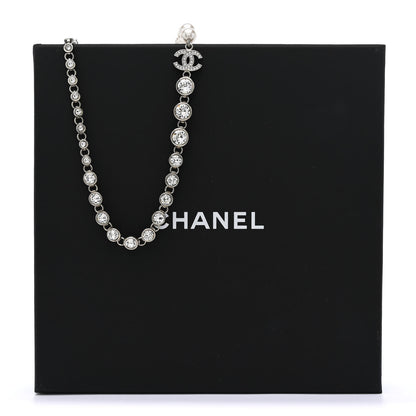 Chanel Pearl Crystal CC Choker Necklace Silver Pearly White 7 of 7