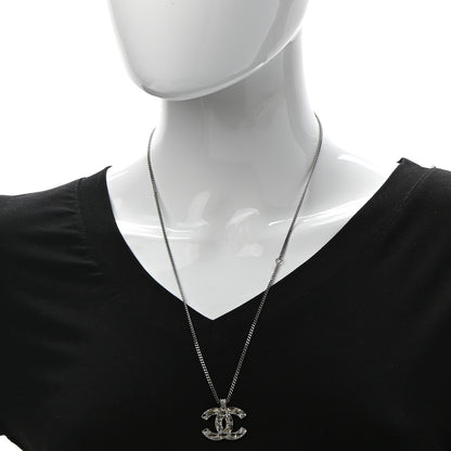 Chanel Crystal Pearl Tweed Effect CC Necklace Blue White 2 of 6