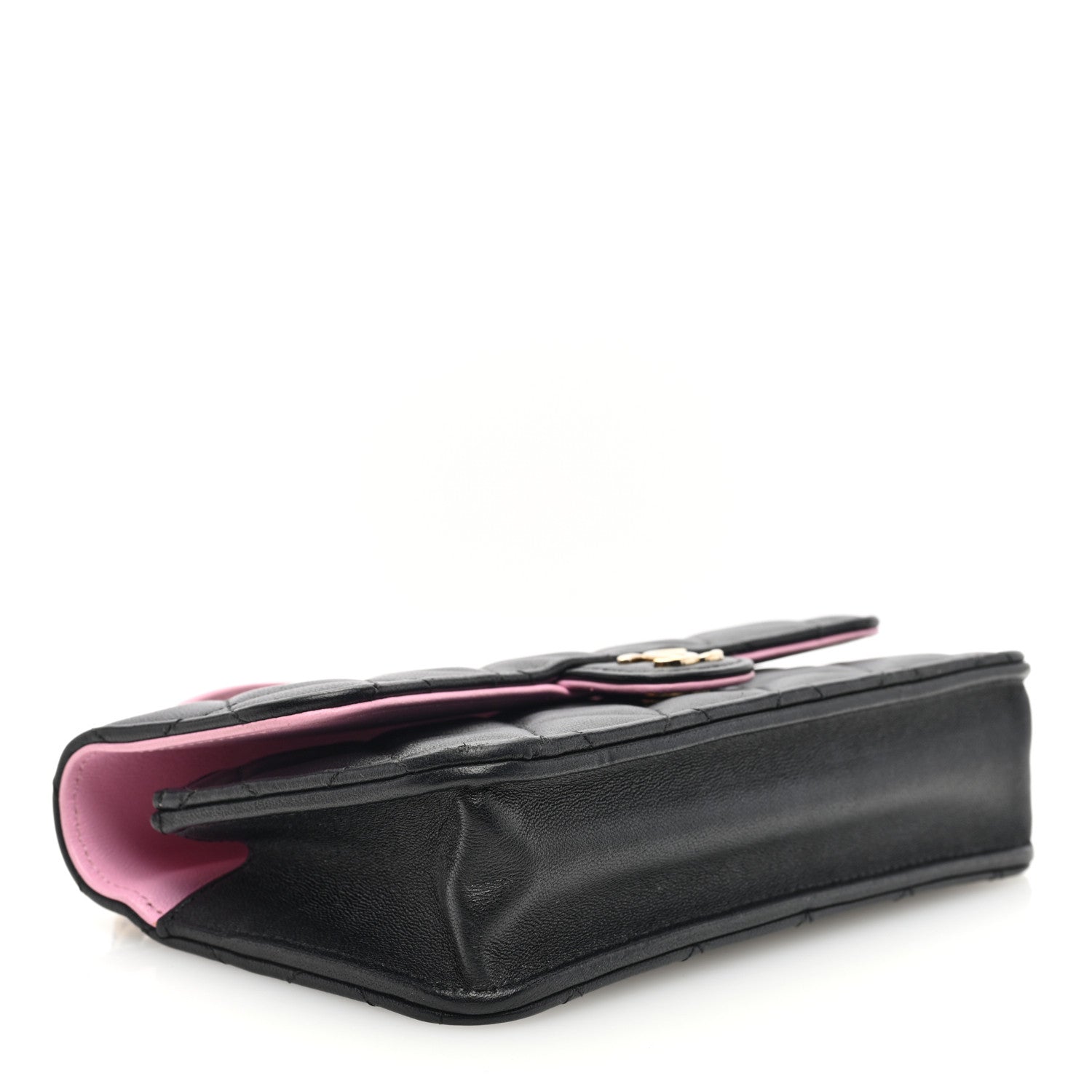 Chanel Lambskin Quilted Flap Phone Holder With Chain Black Lilac 4 of 10