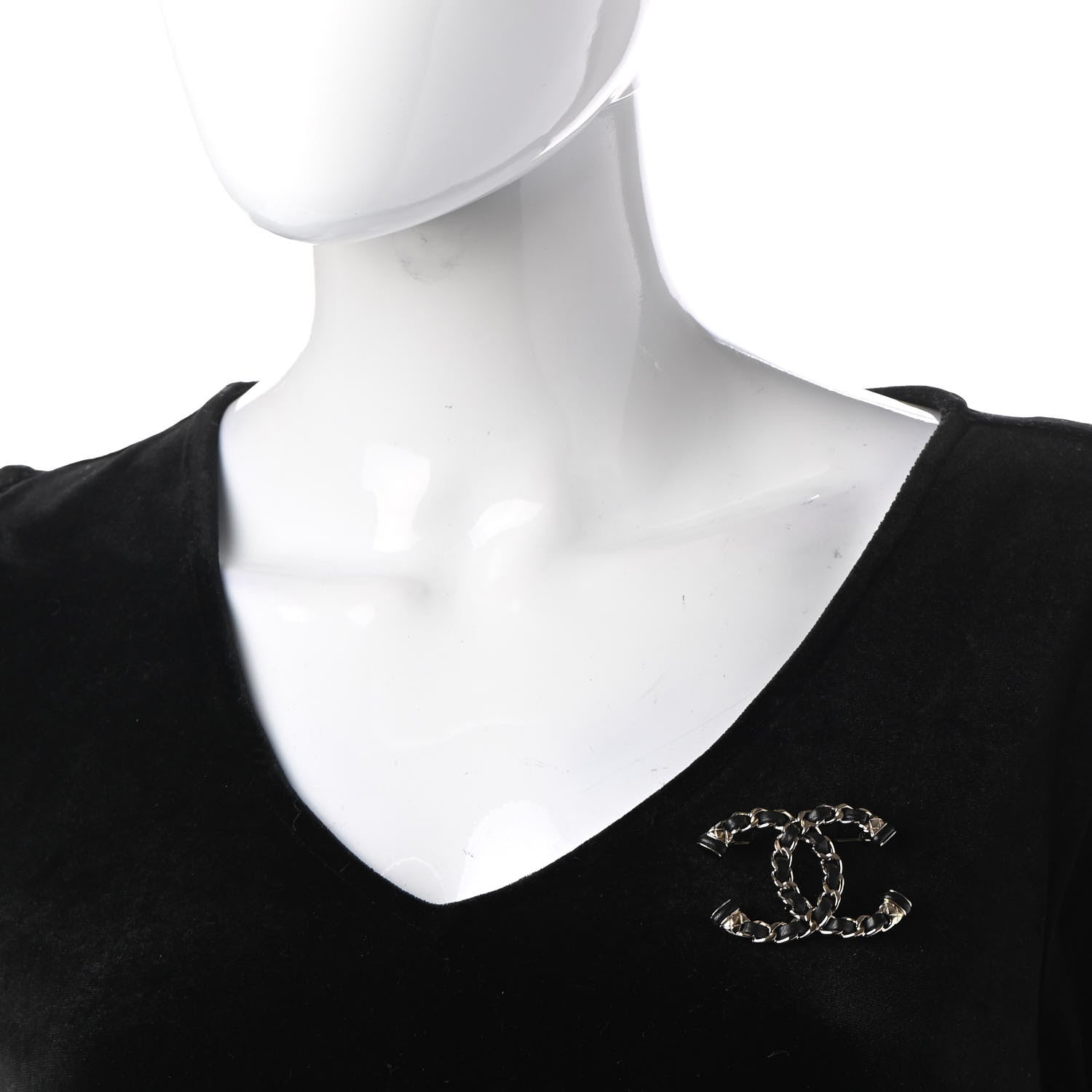 Chanel Lambskin Chain CC Brooch Black Gold 2 of 6