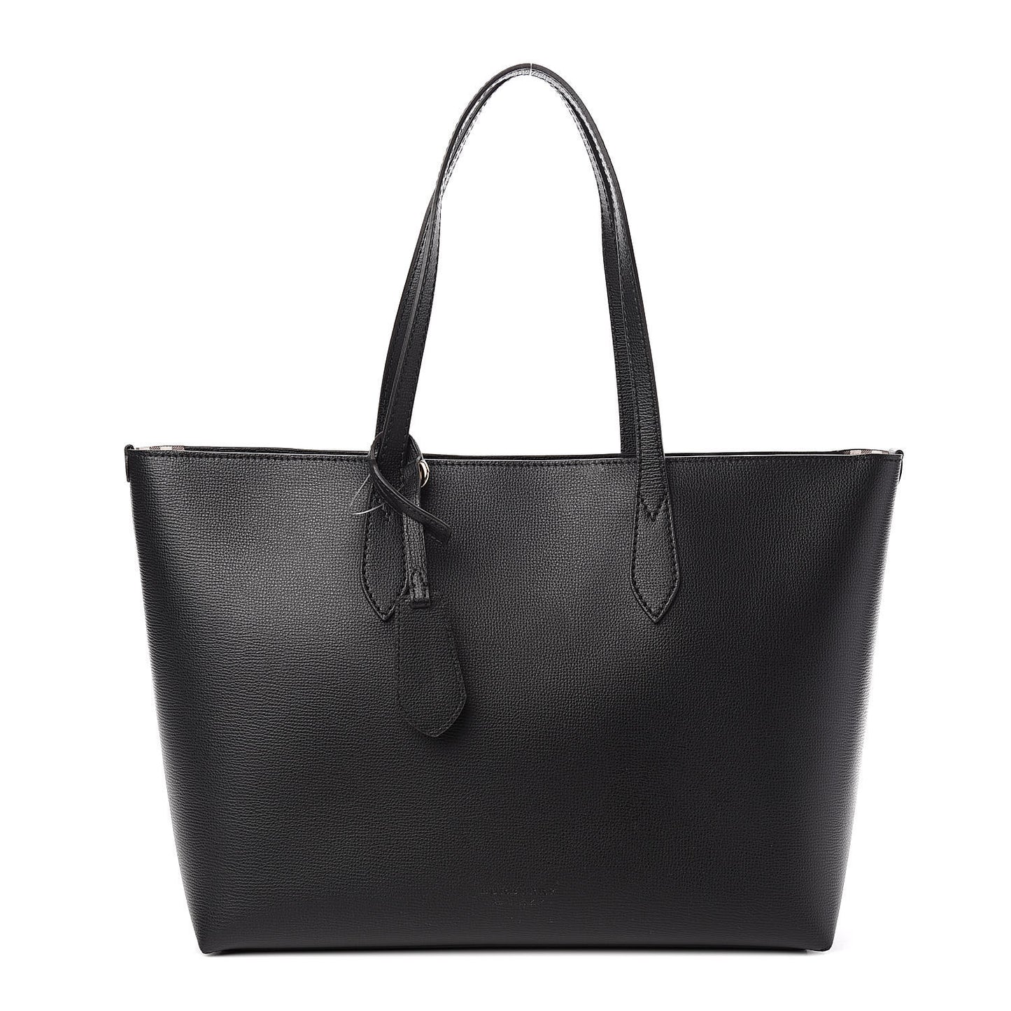 Grainy Calfskin Haymarket Colours Check Medium Zip Tote Black