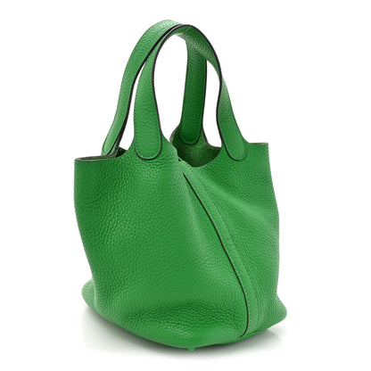 Hermes Taurillon Clemence Monochrome Picotin Lock 18 PM Bambou 3 of 12