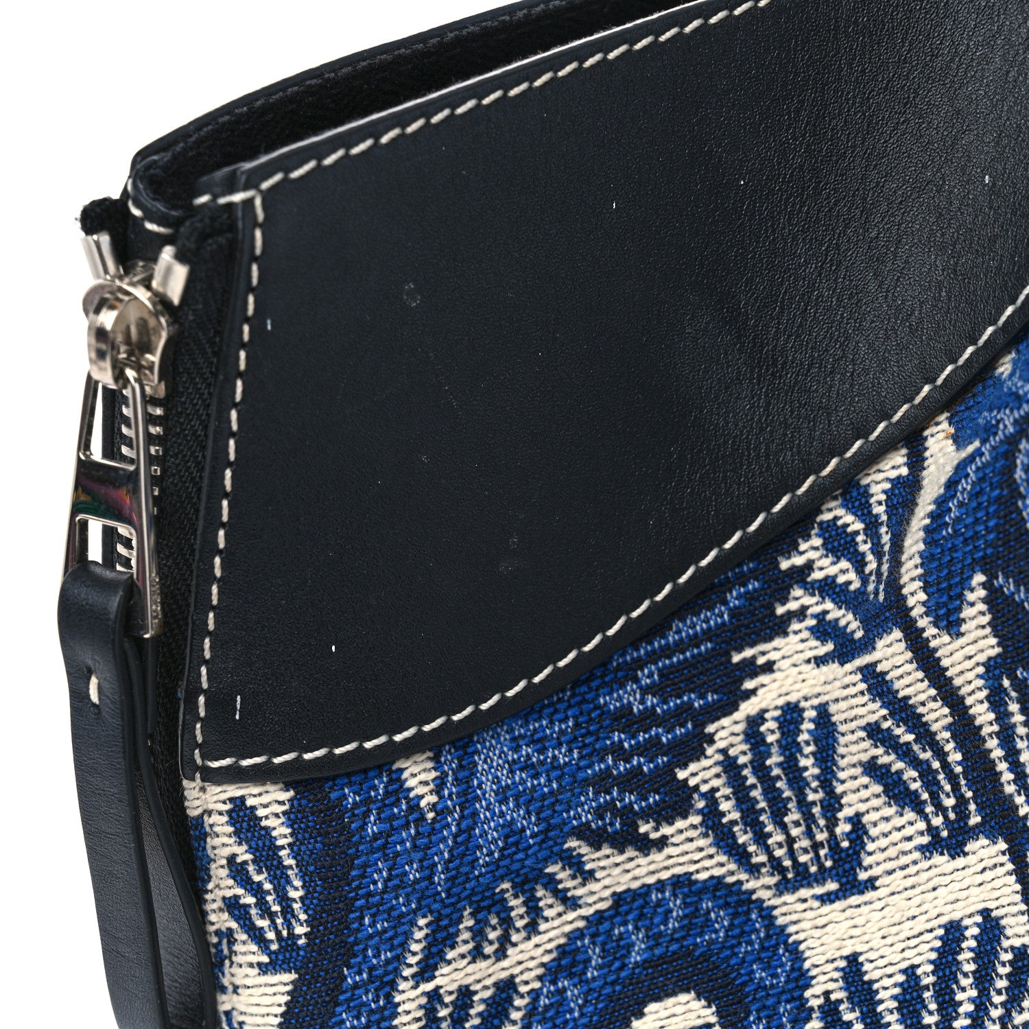 Loewe Calfskin Canvas Embroidered Small Hammock Shoulder Bag Blue 13 of 13