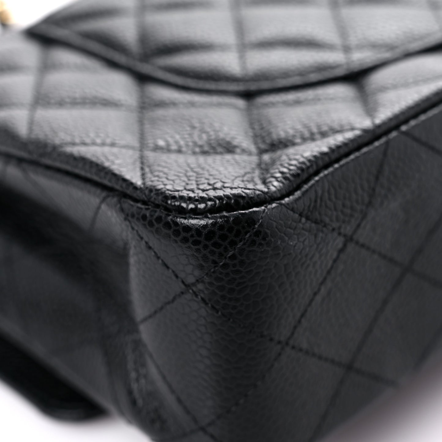 Caviar Quilted Medium Double Flap Black